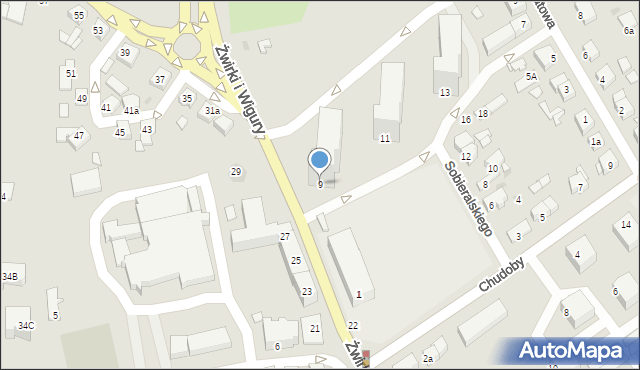 Gniezno, Sobieralskiego Tadeusza, 9, mapa Gniezna