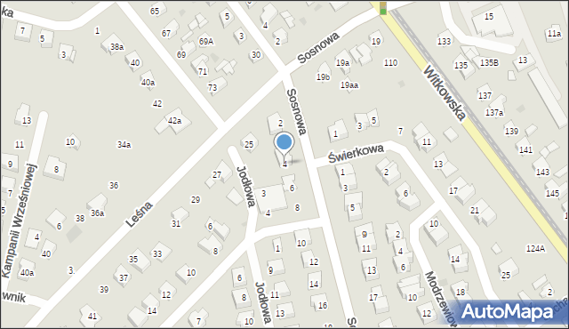 Gniezno, Sosnowa, 4, mapa Gniezna