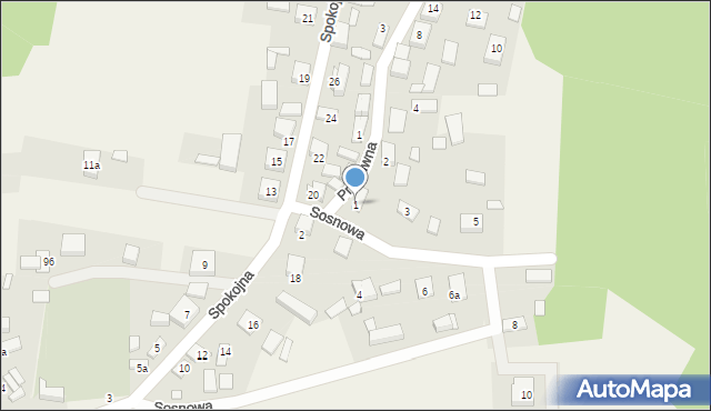 Granowiec, Sosnowa, 1, mapa Granowiec