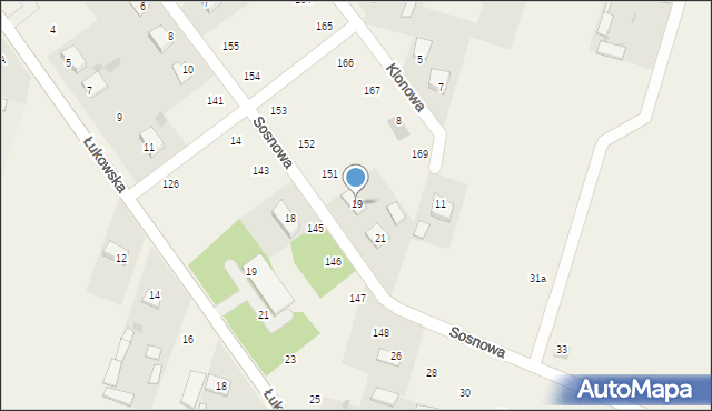 Gręzówka, Sosnowa, 19, mapa Gręzówka