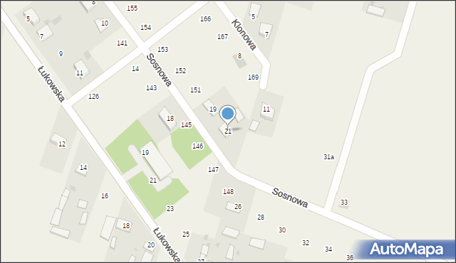 Gręzówka, Sosnowa, 21, mapa Gręzówka