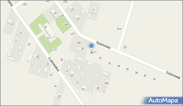 Gręzówka, Sosnowa, 28, mapa Gręzówka