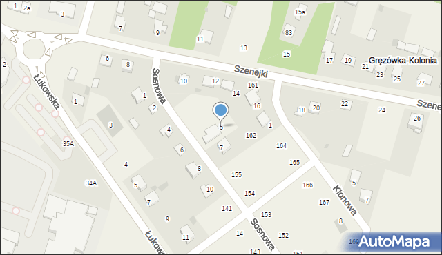 Gręzówka, Sosnowa, 5, mapa Gręzówka
