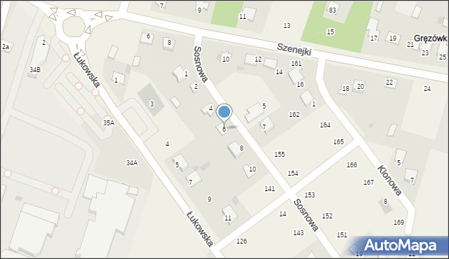 Gręzówka, Sosnowa, 6, mapa Gręzówka