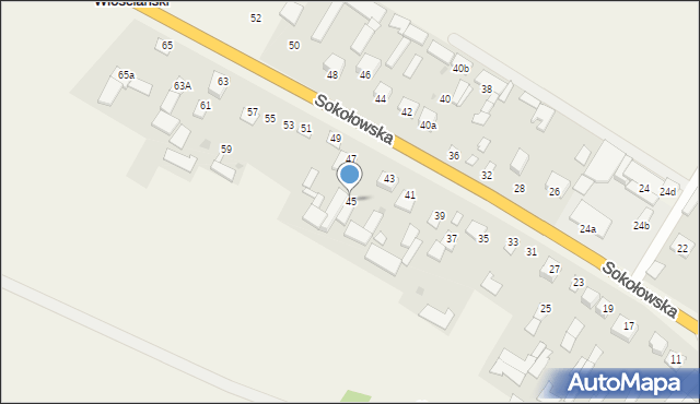 Grochów Włościański, Sokołowska, 45, mapa Grochów Włościański