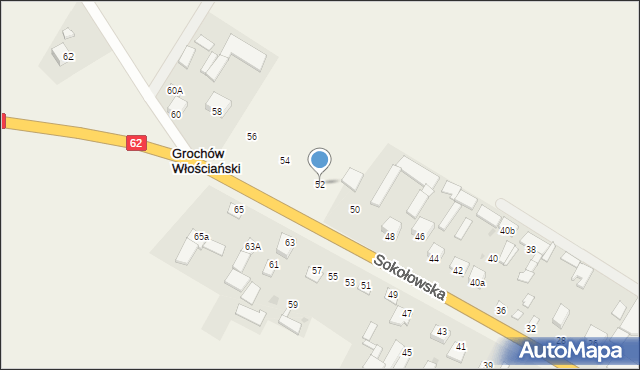 Grochów Włościański, Sokołowska, 52, mapa Grochów Włościański