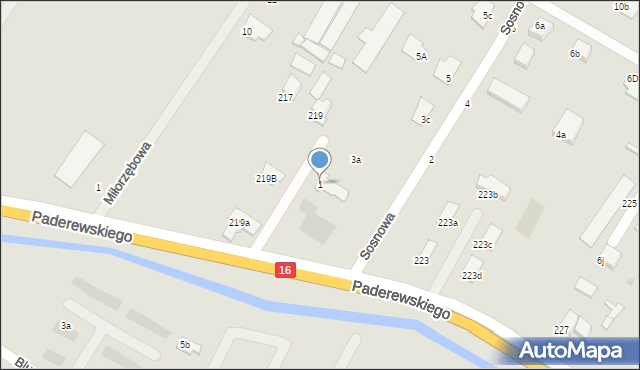 Grudziądz, Sosnowa, 1, mapa Grudziądza