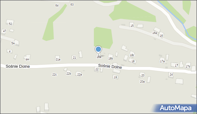 Grybów, Sośnie Dolne, 18a, mapa Grybów