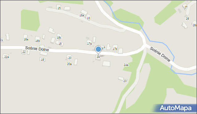 Grybów, Sośnie Dolne, 24, mapa Grybów