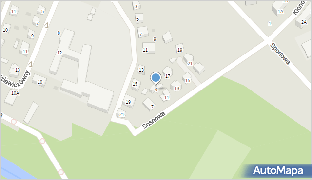 Gryfice, Sosnowa, 9, mapa Gryfice