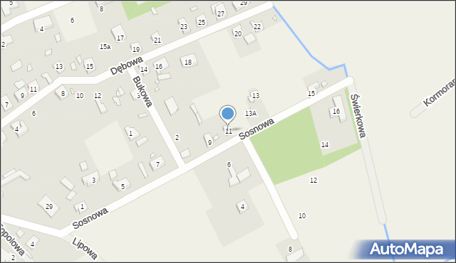 Grzędzice, Sosnowa, 11, mapa Grzędzice