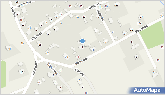 Grzędzice, Sosnowa, 3, mapa Grzędzice