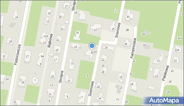 Hornówek, Sosnowa, 11, mapa Hornówek