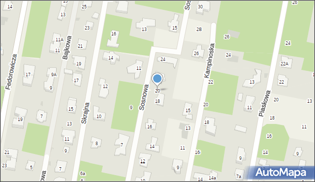 Hornówek, Sosnowa, 20, mapa Hornówek