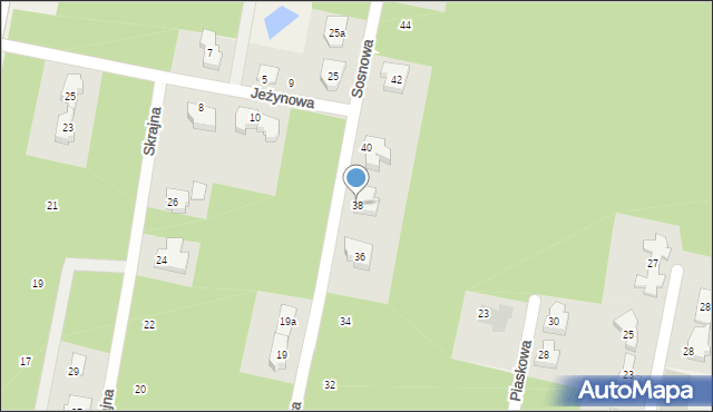 Hornówek, Sosnowa, 38, mapa Hornówek