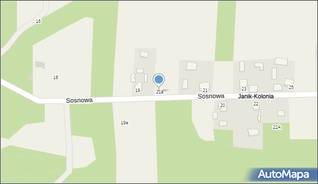 Janik, Sosnowa, 21a, mapa Janik