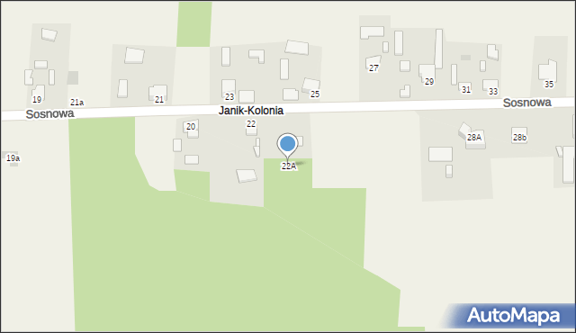 Janik, Sosnowa, 22A, mapa Janik
