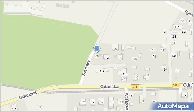 Jantar, Sosnowa, 2a, mapa Jantar