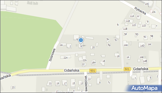 Jantar, Sosnowa, 4, mapa Jantar