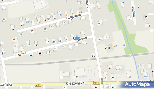 Jasienica, Sójkowa, 1, mapa Jasienica