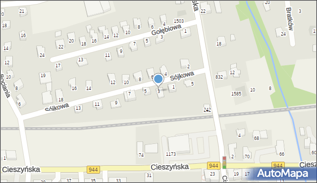 Jasienica, Sójkowa, 3, mapa Jasienica