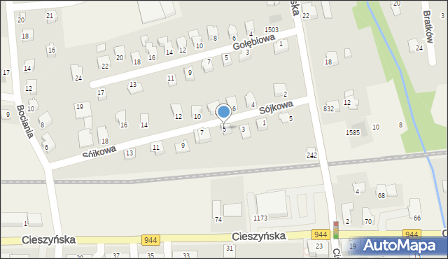 Jasienica, Sójkowa, 5, mapa Jasienica