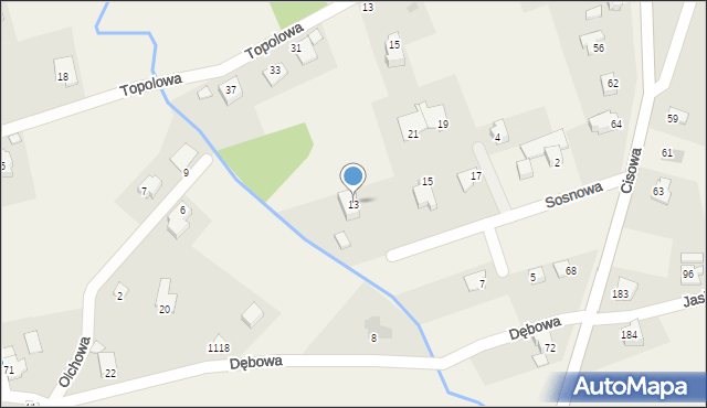 Jasienica, Sosnowa, 13, mapa Jasienica