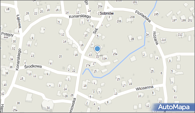 Jasło, Sobniowska, 11, mapa Jasła