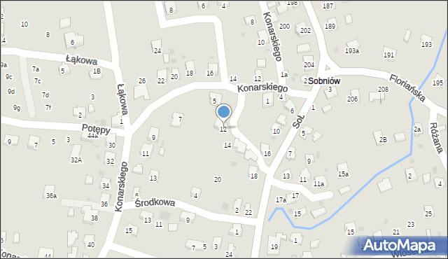 Jasło, Sobniowska, 12, mapa Jasła