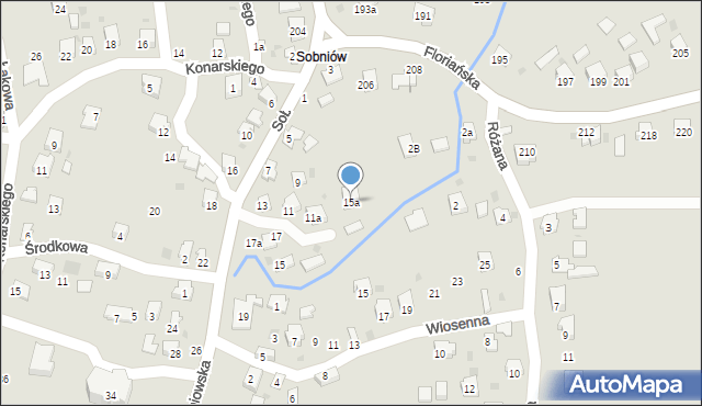 Jasło, Sobniowska, 15a, mapa Jasła