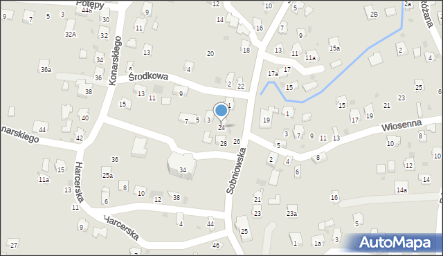 Jasło, Sobniowska, 24, mapa Jasła