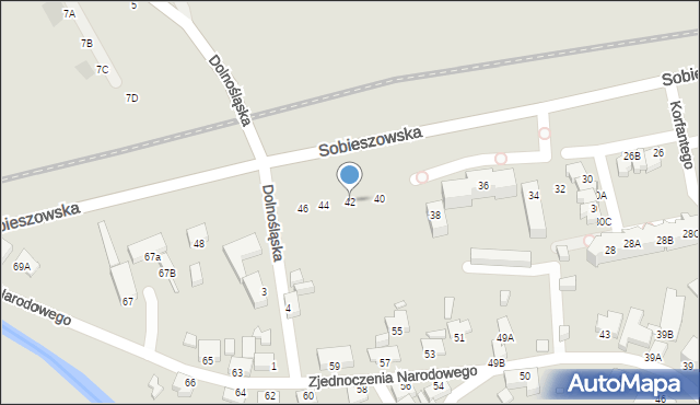 Jelenia Góra, Sobieszowska, 42, mapa Jelenia Góra