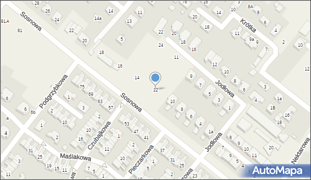 Jelonek, Sosnowa, 12, mapa Jelonek