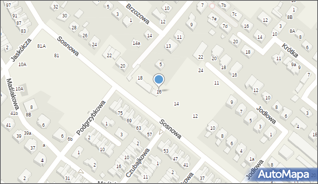 Jelonek, Sosnowa, 16, mapa Jelonek