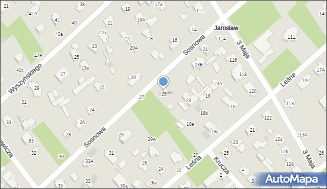 Józefów, Sosnowa, 25, mapa Józefów