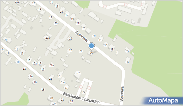Józefów, Sosnowa, 30, mapa Józefów