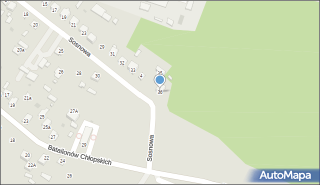 Józefów, Sosnowa, 36, mapa Józefów