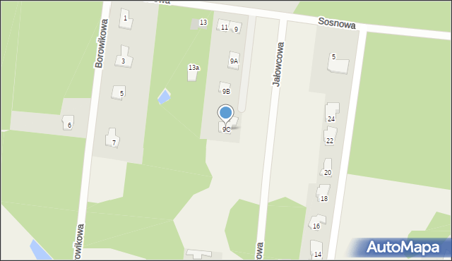 Kąck, Sosnowa, 9C, mapa Kąck