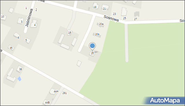 Kalinówka, Sosnowa, 20, mapa Kalinówka