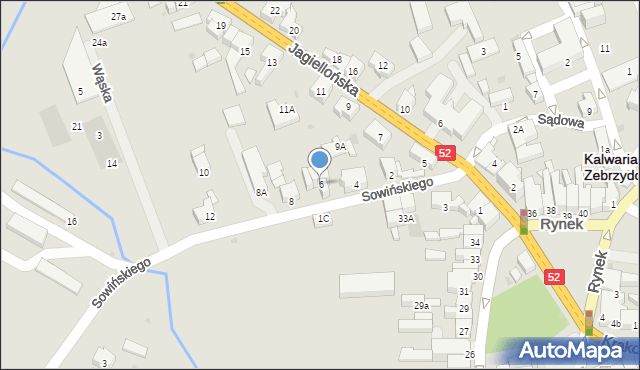 Kalwaria Zebrzydowska, Sowińskiego Józefa, gen., 6, mapa Kalwaria Zebrzydowska