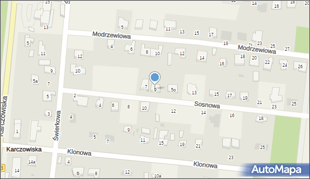 Karczowiska, Sosnowa, 9, mapa Karczowiska