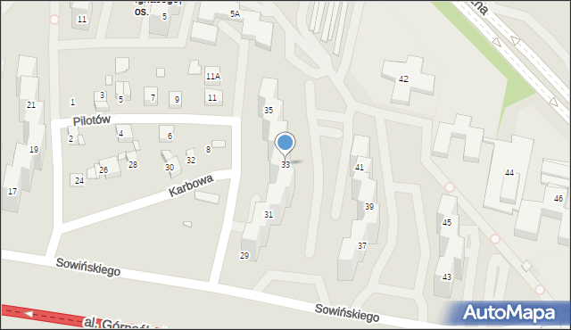 Katowice, Sowińskiego Józefa, gen., 33, mapa Katowic