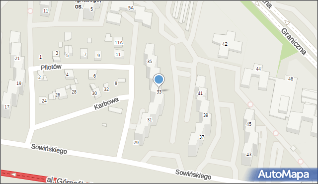 Katowice, Sowińskiego Józefa, gen., 33, mapa Katowic