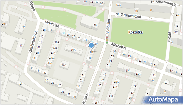 Katowice, Sokolska, 60, mapa Katowic