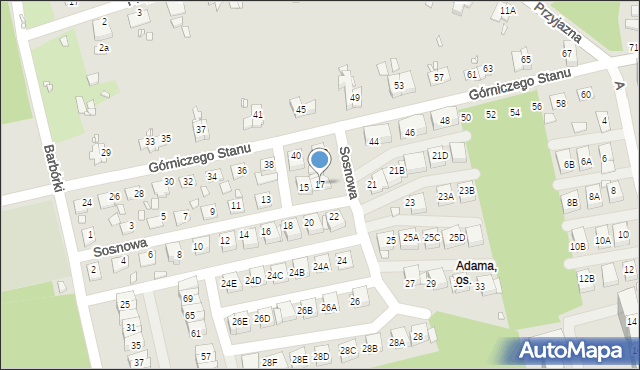 Katowice, Sosnowa, 17, mapa Katowic