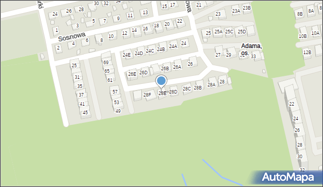 Katowice, Sosnowa, 28E, mapa Katowic