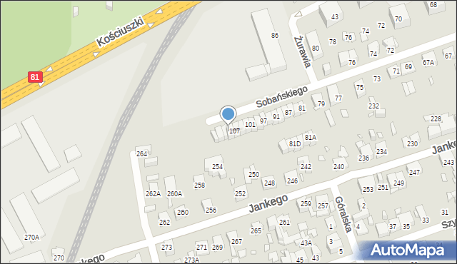 Katowice, Sobańskiego Mariana, 109, mapa Katowic