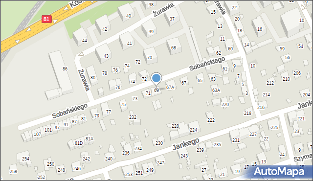 Katowice, Sobańskiego Mariana, 69, mapa Katowic