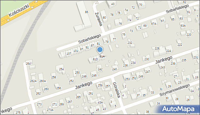 Katowice, Sobańskiego Mariana, 81B, mapa Katowic