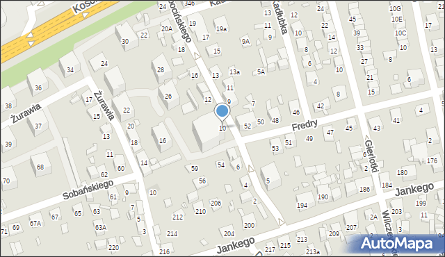 Katowice, Sobocińskiego Władysława, 10, mapa Katowic